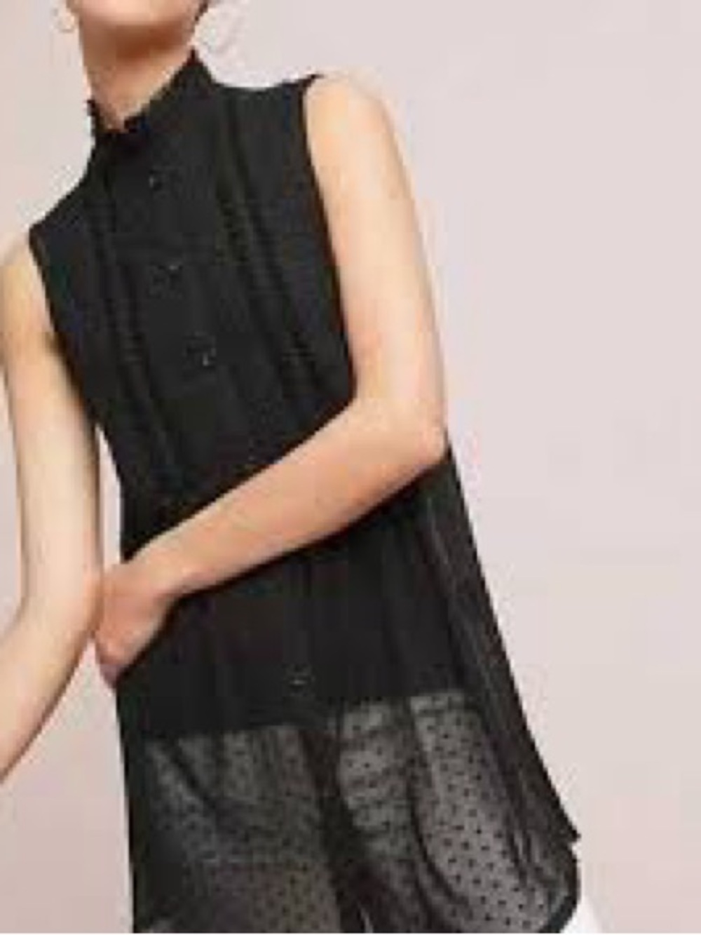 Vanessa Virginia "Luella" Sleeveless Smocked Swiss Dot Mesh Blouse